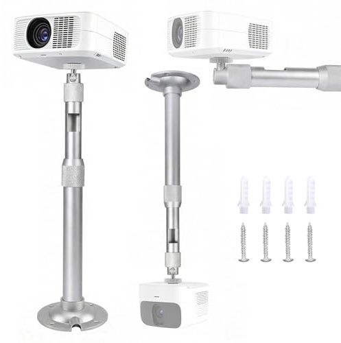 Zyrtkeriom Supporto per videoproiettore da Soffitto/Parete Regolabile 20-40 cm, Filettatura Universale 1/4, Compatibile con Mini Proiettori, Fotocamere Digitali E Videocamere