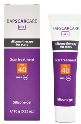 Bapscarcare SPF40 Silicone Scar Gel | Effective on Both New and Old Scars | UVB + UVA Protection, 10 g