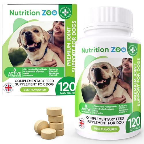 NutritionZoo Joint Care Supplements for Senior Dogs - Pack of 120 Tablets of Chondroitin and Glucosamine for Dogs with Stiff Joints