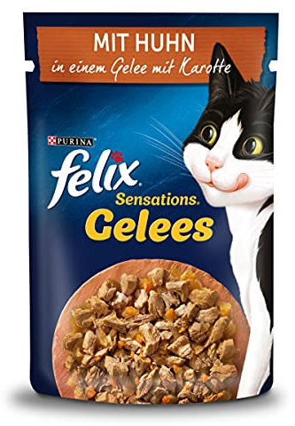 FELIX Sensations Gelees Katzenfutter nass, mit Huhn & Karotte in Gelee, 26er Pack (26 x 85g)