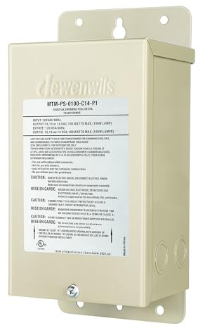 DEWENWILS 100W Pool Light Transformer, 120V AC to 12V/13V/14V AC, Multi-tap Low Voltage Transformer for Swimming Pool Lighting, Spa, Landscape & Fountain Lights, Outdoor Lighting Products, UL Listed…