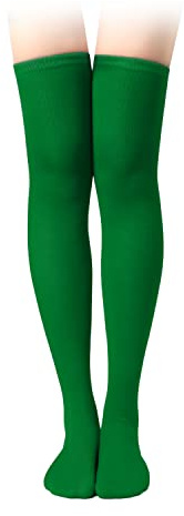 KINBOM Chaussettes Hautes, 65cm de Long Douces Bas Longs Chaussettes Montantes Femmes Filles pour Tenue Quotidienne Festival Halloween Noël Costume Cosplay (1 Paire, Vert)