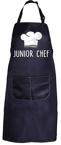 PXTIDY Delantal de chef para jóvenes chefs y panaderos jóvenes, regalos de chef para estudiantes culinarios, Negro