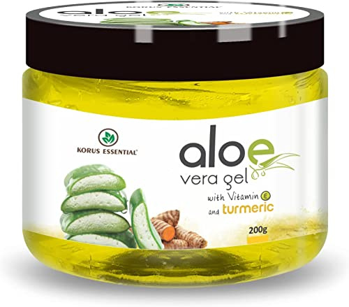 Gel di Aloe Vera Puro con Curcuma e Vitamina E | Per Pelle e Capelli - Confezione da 200 g