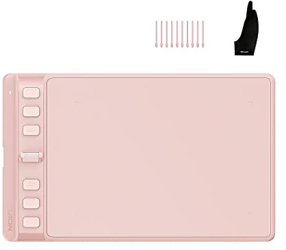 HUION Inspiroy 2 Small Drawing Tablet Pink Digital Art Tablet Bundle with Artist Glove
