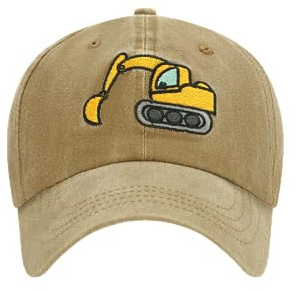 Excavator Toddler hat Kids Baseball Cap Washed Vintage for Boys Girls Age 2-8 Brown