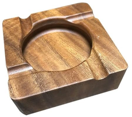 Feiyonec Posacenere per sigari per esterni, quadrato, in legno, marrone, retrò, per esterni, in legno di noce, accessori per sigari, posacenere da uomo, a prova di caduta, regalo di Natale per lui (15