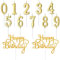 Lotbun Candeline di compleanno in confezione da 12, Numeri da 0 a 9 + Decorazione con scritte di buon compleanno in 2 pezzi, Candeline di compleanno numerate,Candele di compleanno speciali (oro)
