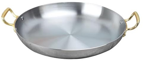 ANSNOW Padella per Paella Spagnola, Pentole per Paella Antiaderenti in Acciaio Inossidabile Di 4 Dimensioni, Padella con Doppi Manici Rivettati per Case o Ristoranti/un Colore/36 cm