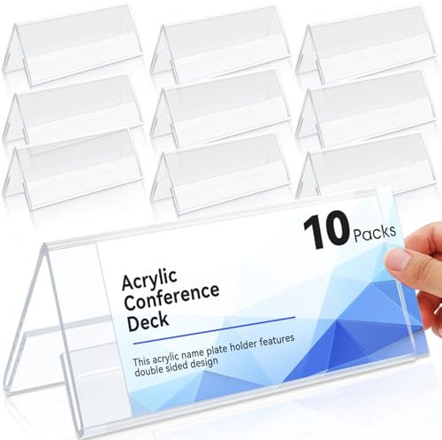 Fhintory Namensschilder Tischaufsteller für 300 x 105 mm, 10 Stück Namensschilder Acryl Dachaufsteller, Tischschilder Wiederverwendbare, Namensschilder Tisch, Tisch Namensschilder für Konferenzraum