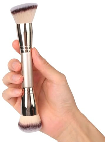 LunarCharm Foundation-Pinsel mit zwei Enden, Runde und abgewinkelte Make-up-Pinsel, zum makellosen Verblenden und Auftragen von Flüssigkeit, Puder, Creme und Rouge