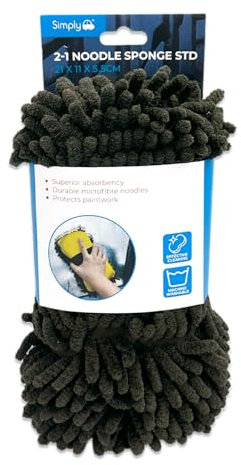 Simply Auto 2-1 Noodle Sponge Std, For Exterior & Interior Car Cleaning, Soft and Streak Free Washing & Drying for Paintwork and Glass, Ideal for Car and Motorbike 21cm x 11cm