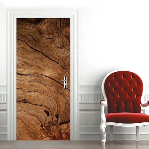 Adesivi per Porte di Legno Adesivo Porta Interna Effetto Legno 3D Pellicola Adesiva Carta Da Parati Soggiorno Bagno Autoadesivo Porta Murale Decorazione 77x200 cm M0352