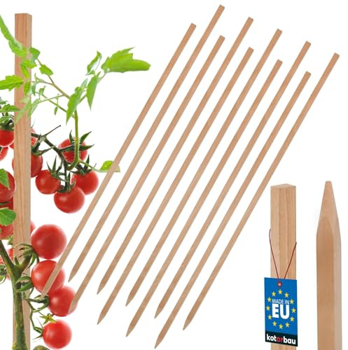 KOTARBAU® 10 Pezzi Pali in Legno - 80 cm - Pali per Pomodori - Legno di Faggio - Naturale - Tutore per Piante - Bastoni per Pomodori - Stecche per Piante - Robusti