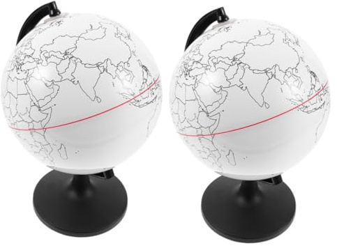 TOYANDONA 2 pièces Globe Vierge à Colorier DIY Modèle Éducatif Effaçable Décoration Artisanale Géographie Lot de Globes Prop pour Activités Manuelles et Apprentissage