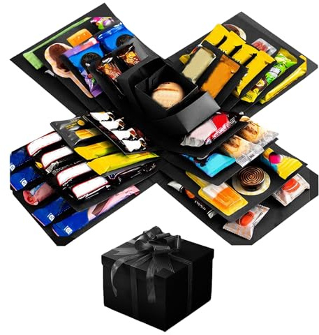 5 Layer Creative Explosion Gift Box, DIY Explosion Gift Box, Creative Snack Explosion Boxes Surprise Case for Birthdays Anniversary Valentine's Day Wedding (Black)