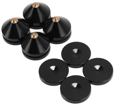 Hamwesh Isoleringsfötter för Högtalare, Aluminiumlegering med Hög Densitet Minskar Vibrationsöverföringen Isoleringsfötter för Skivspelare, för Subwoofer med 4 Set Spikar och Mattor för CD DVD (Svart)