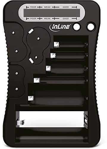 InLine 01285 Batterie-Tester mit LCD-Anzeige, für Rund- und Knopfzellen sowie 9V-Block