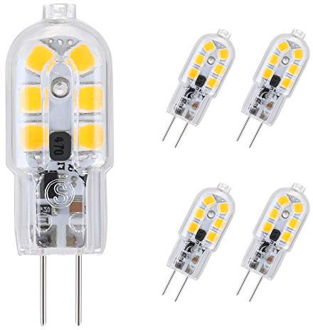Vicloon G4 LED Lampadina, 5 Pezzi 2W, AC/DC 12V, Equivalenti a 15W Lampada Alogena,Bianco Caldo Latte 3000K a risparmio energetico (Classe di efficienza energetica A++)