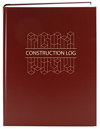 BookFactory Construction Daily Activity Log Book/Construction LogBook (200 Pages - 8 7/8'' x 11 1/4'') Burgundy Cover with Blocks, Section Sewn, Hardbound (Made in USA)