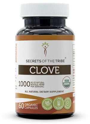 Secrets of the Tribe Clove 60 Capsules, 1000 mg, USDA Organic Clove (Syzygium Aromaticum) Dried Flower Buds (60 Capsules)