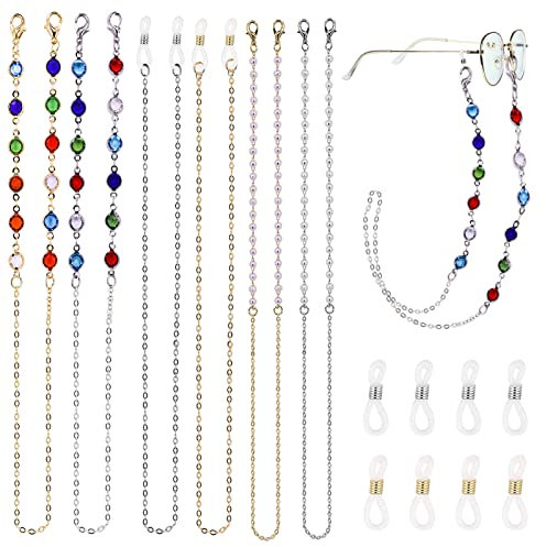 6 PCS Spectacle Chain Glasses Chains Sunglasses Chain Beaded Eyeglass Chains Reading Glasses Beads Eye Glasses Bead Glasses Strap Chains Eyewear Chain for Glasses Women with Anti-Skid Ear Hooks