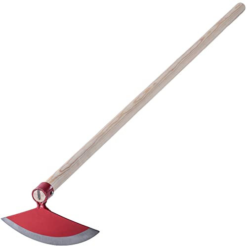 KADAX Azada con cabeza de metal, azada de jardín con mango de madera, azada para eliminar malas hierbas, accesorio de jardín para deshierbar (semicircular, ancho: 23 cm, rojo)