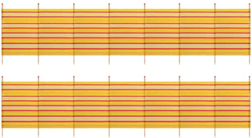 Strandmuschel mit 8 Stangen, 1,5 m x 4,6 m, Sichtschutz gelb gestreift