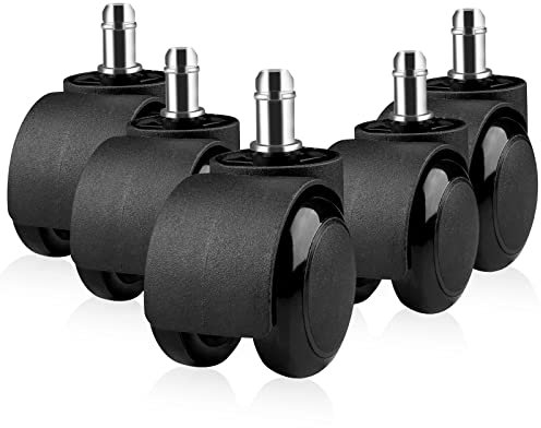 Gvolatee 5 Piezas ruedas 11X 22MM, para silla gaming, oficina, Diseño de Rueda Doble, Repuesto Universales Seguro Silenciosas y sin Arañazos, de Poliuretano, para Todo Tipo de Suelos, Negro