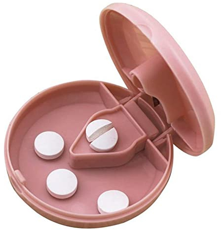 ZCSXK Boîte de découpe pour comprimés - Répartiteur de pilules avec lames pour petites et grandes pilules, facile à utiliser, organiseur portable avec boucles pour adultes, femmes, hommes, personnes