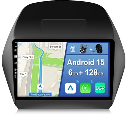 YUNTX [6GB+128GB] Android 15 Autoradio für Hyundai Tucson IX35(2010-2015)-[Integriertes CarPlay/Android Auto/DSP/GPS]-10.1”IPS 2.5D-CAM+MIC-DAB/Mirror Link/Bluetooth 5.0/360 Kamera/Lenkradsteuerung