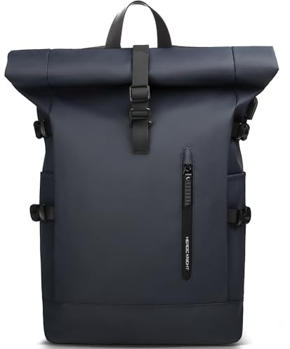 hk Rolltop Rucksack Groß 23 L Wasserdichte Laptop Rucksack Herren Damen 15,6 Zoll mit USB-Anschluss Schulrucksack Leicht Fahrradrucksack Anti-Diebstahl Reiserucksack für Business Uni Freizeit-Blau