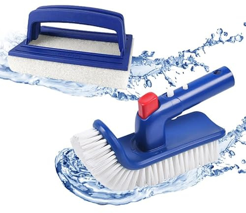 KONFEN Juego de cepillos para Limpieza de Piscinas, 2 Pcs 360° Rotatable Cepillo de Pared de Piscina de Jacuzzi y Cepillo Fregador de Esponja de Mano para Piscina, Jacuzzi, baño, Tanque, spas, Suelo