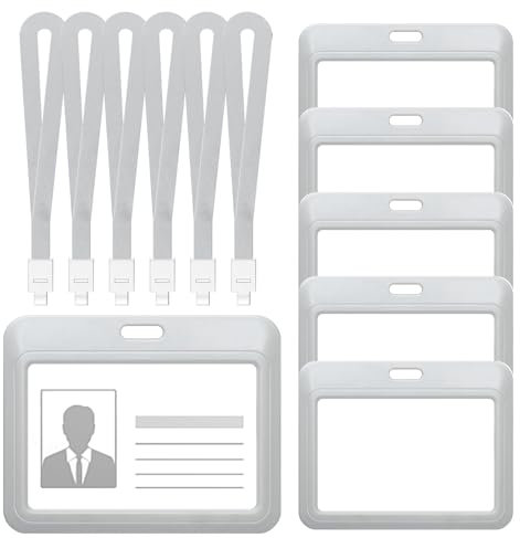 Ausweishülle mit Band Set, 6 Stück Ausweishülle mit Schlüsselband, Kartenhülle Hartplastik für Card Wallet, Scheckkartenhülle, Schlüsselanhänger und ID Card