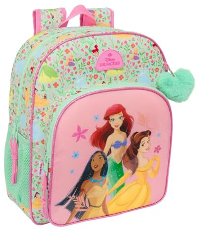 Princesas Disney Bloom Schulrucksack für Kinder, Kinderrucksack, anpassbar an Kinderwagen, ideal für Kinder im Schulalter, bequem und vielseitig, Qualität und Widerstandsfähigkeit, 32 x 12 x 38 cm,