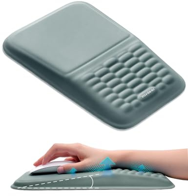 Vaydeer Mouse Pad with Wrist Rest, Memory Foam, Grey | Memory Foam Support, Non-Slip Base, Lycra Surface, Massage Texture, For Keyboard, Mouse and Desk Use