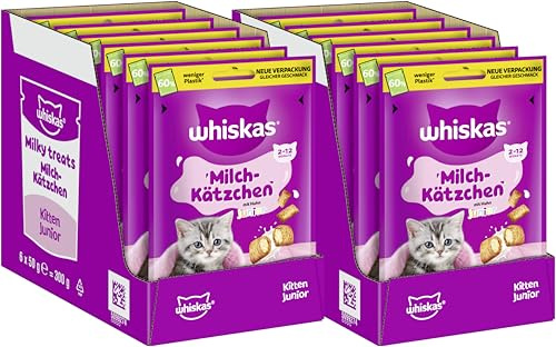 WHISKAS® Milch-Kätzchen mit Huhn Junior 2-12 Monate 2 x 6 x 50g