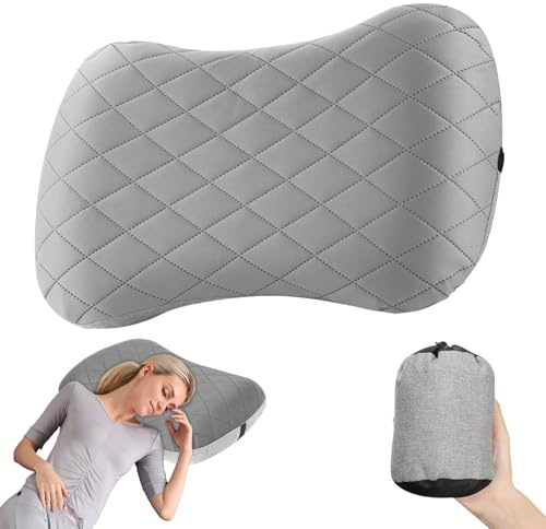 Zyluniy Almohada Inflable de Viaje Ultraligera con Funda de Transporte, Cojín Ergonomico para Camping, Playa, Senderismo y Transporte - Compacta y Cómoda