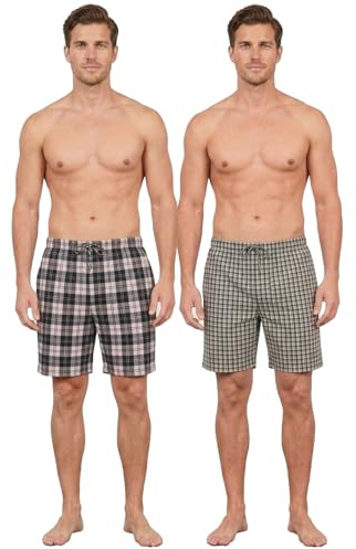 Men's Short Lounge Wear Pants Nightwear (Two Pack) Pyjama Bottoms Sleepwear
