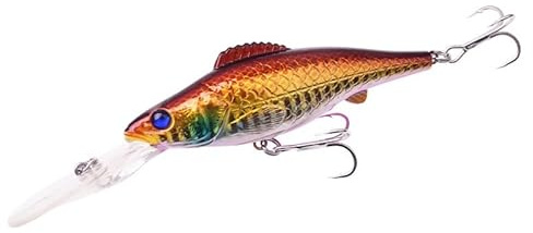 Fiskedrag fiskedrag djup wobbler 12,5 cm 14,8 g, stort lockbete Crankbait, mink, släp, hårt plastkonstbete för bar, gädda, karp (C)