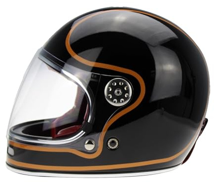 Viper F656 Full Face Motorcycle Motorbike Helmet ECE 22.06 Approved Vintage Motorbike Helmets for Adult Men and Women Touring Urban Bike Safety Wear Full Face Helmet (Black/Copper,M)