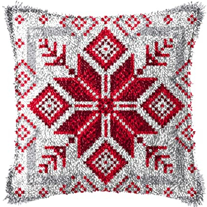 LAPATAIN Latch Hook Kits for DIY Throw Pillow Cover,Flower Pattern Needlework Cushion Cover Hand Craft Crochet for Great Family 17x17inch