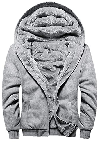 JiangWu Womens Fashion Fleece Sherpa Lined Hooded Coat Winter Thicken Warm Jacket (Medium, Gray)
