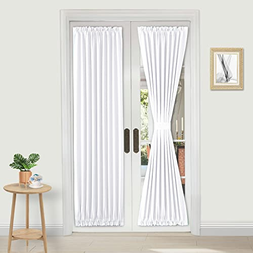 DWCN Cortinas de Puerta Francesa, Cortina Opaca térmica con Bolsillo para cortinero, para Puertas con Ventana de Cristal, Puertas de Cocina y Patio, para privacidad, 63 x 183 cm de Largo, 1 Panel de