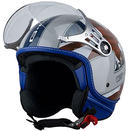 G-MAC Metro Evo Jet Open Face Retro Classic ECE 2205 Motorcycle Scooter Helmet (London, XL)