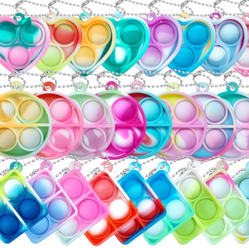 ONKULL Pop Fidget Keychain 30 Pack ,Mini Fidget Toys Bulk ,Sensory Toys for Kids ,Party Favors for Kids 4-8,8-12 Year ,Back to School Rewards for Classroom ,Halloween Birthday Goodie Bags Stuffers