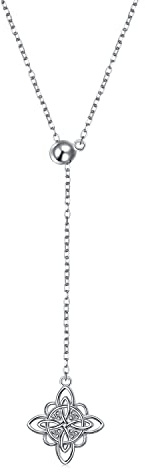 DAOCHONG 925 sterlingsilver lycka iriskt smycke keltisk knut halsband med hänge för kvinnor, Sterlingsilver