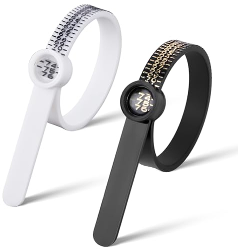 WLLHYF Ringgrössenmesser Ringgrößen-Messwerkzeug Ringmaßband schwarz-weiß wiederverwendbar Finger-EU-Größenmesser Kunststoff-Messwerkzeug mit Lupe für Schmuckgröße
