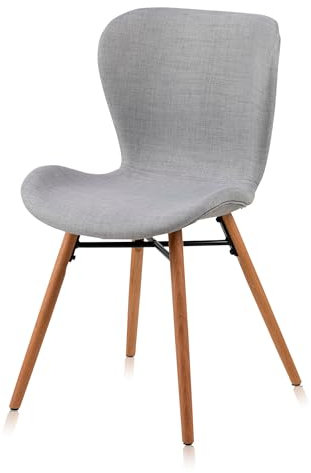 KHG Esszimmerstuhl Polsterstuhl Küchenstuhl Skandi Look Hellgrau - Stuhlbeine Holz Eiche Massiv geölt - BHT 47 x 82 x 53 cm - 110 kg max. Belastbarkeit - ideal für Küche Büro Wohnzimmer