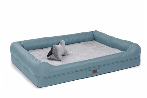 RAIKOU Cuccia per cani con cuscino rimovibile, imbottita e lavabile – Posto letto, cuscino per cani, Cuccia per animali di alta qualità per il vostro compagno fedele (blu,120 * 90 * 10cm)